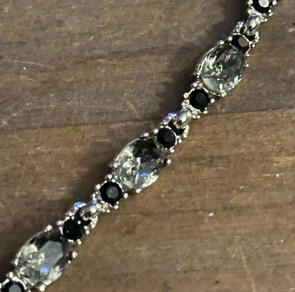 Smokey quartz and black rhinestone necklace Silver - Image 5