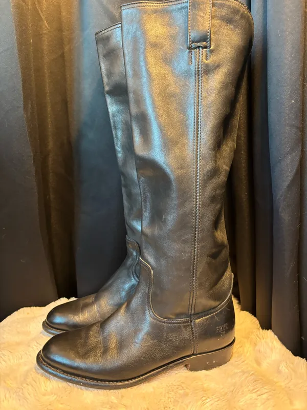 Frye Riding Boots Leather Black Melissa Pull-On - Image 6