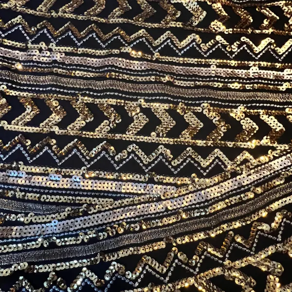 GB Womens‎ Black Gold Silver Sequin Geometric Chevron Wrap Mini Skirt Medium - Image 2