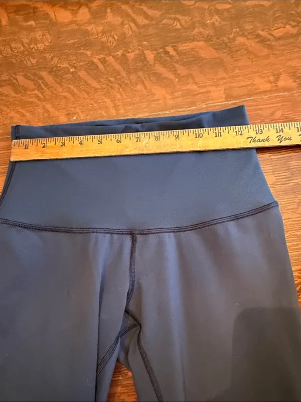 Lululemon Womens Leggings Adjustable Mesh rusching Navy Blue Size 8 High Rise - Image 7