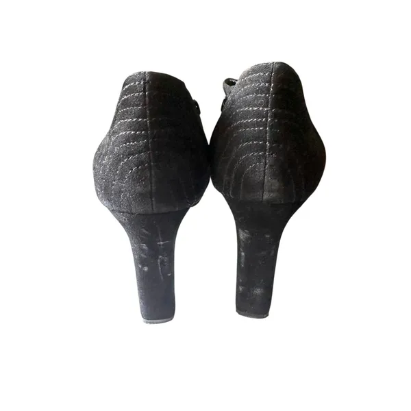 BANANA REPUBLIC Lady Suede Heeled‎ Sandal Black Sz 11 - Image 3