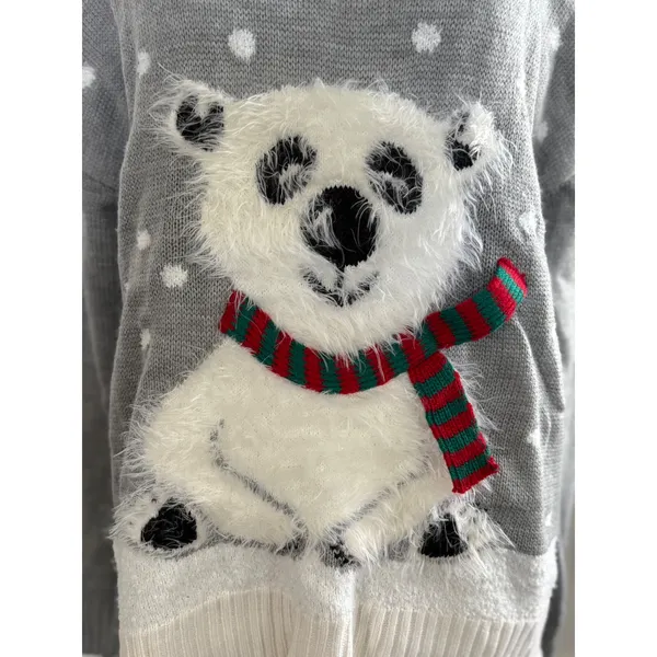 Holiday Time Womens‎ Gray Polar Bear Christmas Sweater M Festive Holiday Outfit - Image 2