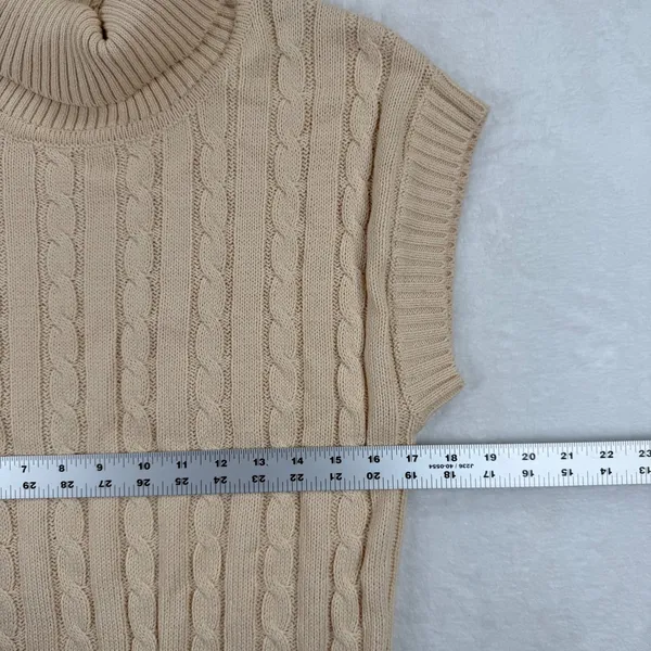 Ellison Beige Cable Knit Turtleneck Sweater Vest RT3382-6 Womens‎ Small - Image 3