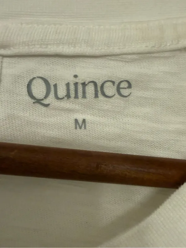 Quince White Organic Cotton Slub Crew Neck Tee Shirt Medium - Image 3