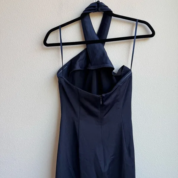 BHLDN Anthropologie Ruby Twist Halter Satin Maxi Gown Navy Blue Size 0 / XS - Image 6