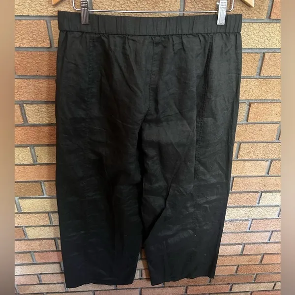 NWT Eileen Fisher Organic Linen Wide-Leg Pant Grove Dark Grey Size Medium - Image 2