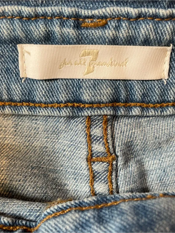 7 For All Mankind Paper Bag Jean Women 27” High Waist Skinny Frayed Ruffle Waist - Image 11