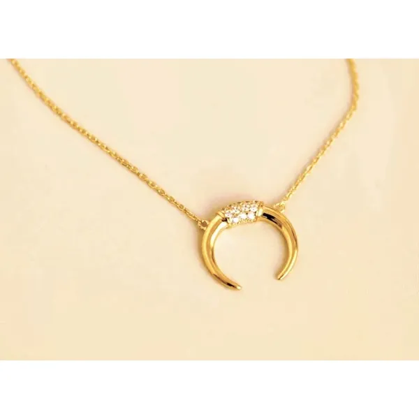 NEW Women's Gold-Plated Crescent Moon Horn Necklace‎ Size 16 + 2” - Image 9
