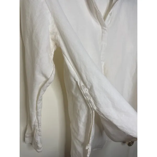 Anthropologie Sz M Linen Blend Fishermen Beach Sailor Vibe Classic Longsleeve - Image 3