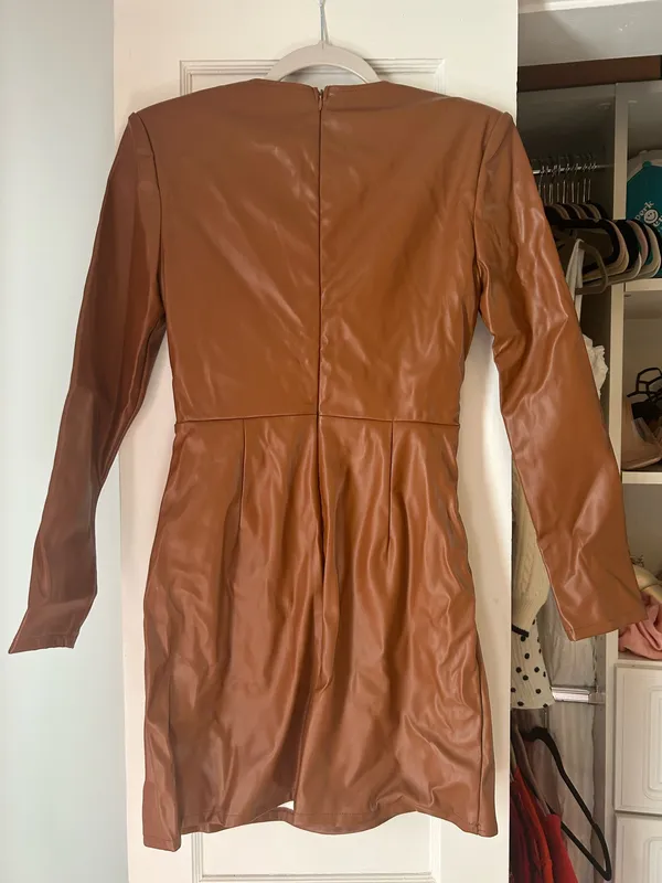 Day + Moon Brown Leather Dress - Image 2