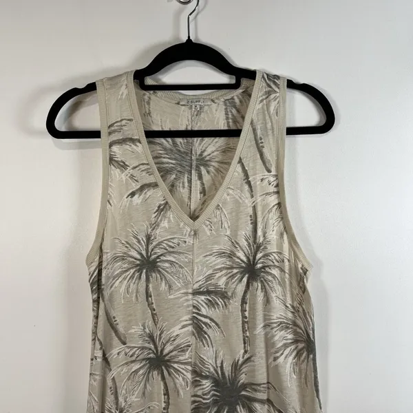 Z Supply Tropical Print Maxi Dress Size‎ Women's Medium Cream Green Sleeveless - Image 4