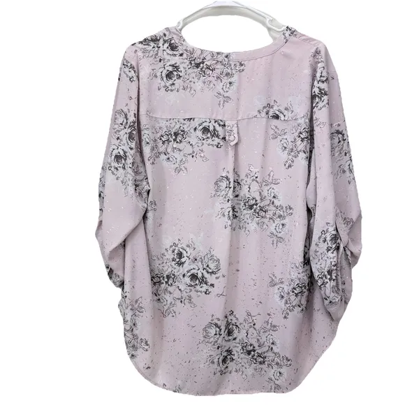 Torrid Harper Pink Floral Georgette 3/4 Sleeve Pullover Blouse Size 1X‎ Office - Image 5