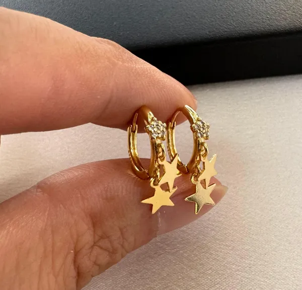 13mm Star Gold Hoop Earrings for Women - Image 3
