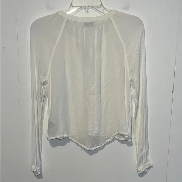 Hollister White Lace Blouse Vneck Tie 072626 - Image 3