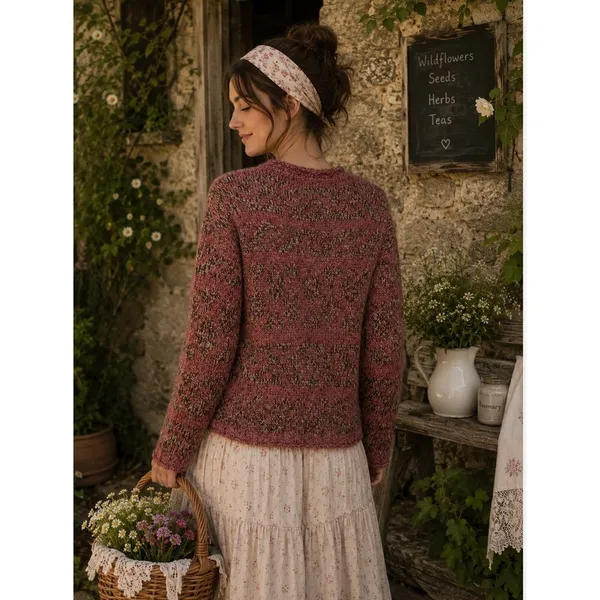 SUNDANCE Marled Roll Neck Sweater Wool Mohair Pink‎ Green Pullover Knit Small - Image 6