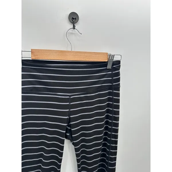 Athleta Womens Black Gray‎ Striped Polyester Spandex Full Length Leggings Small - Image 5