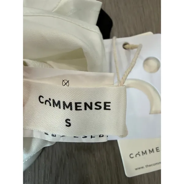Commense Minimalist Casual Semi Sheer Two Tone Satin Tied Zippered Top NWT S - Image 5