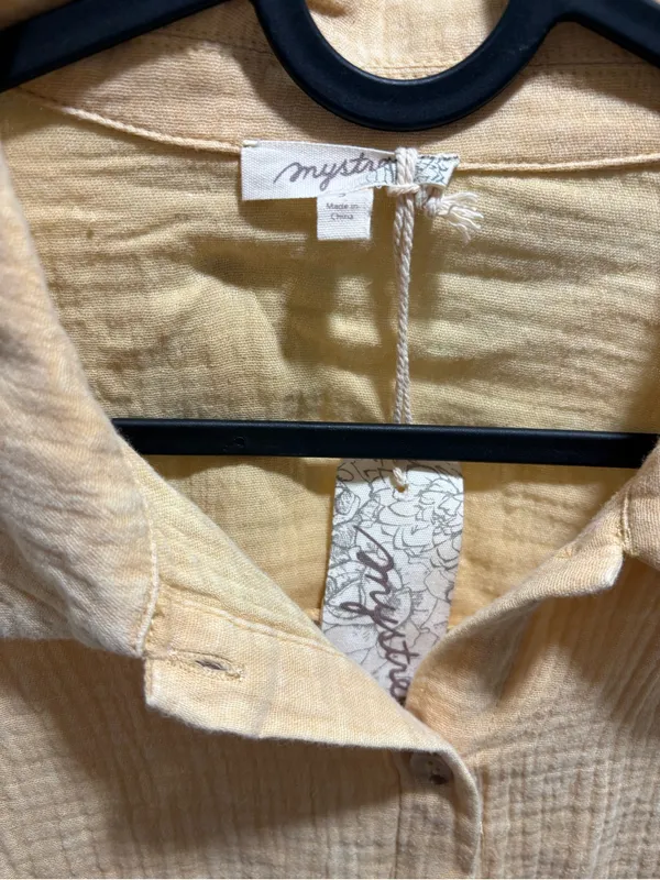 Mystree Light Yellow Textured Button-Down Shirt - Image 2