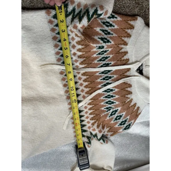 FRYE Women's Cozy Hooded Sweater Size‎ Medium Fair-Isle - Image 7