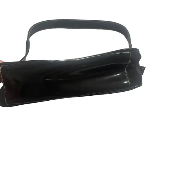 Isaac Mizrahi‎ Black Patent Leather Y2k Small Shoulder Bag Purse - Image 6