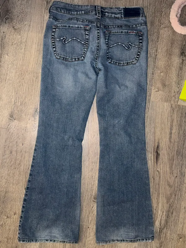Vintage Early 2000’s AIKO Wester Glove Wear - ultra Low rise boot leg blue jeans - Image 7