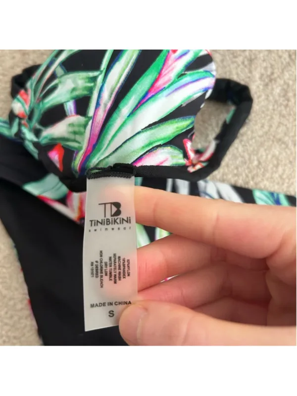 TiniBikini Floral Print Bikini - Black and Pink - Image 2
