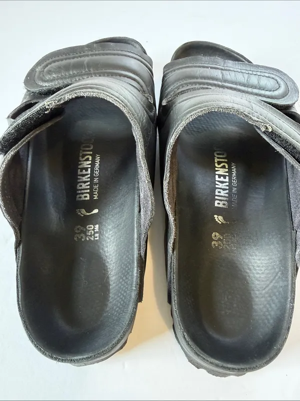 Birkenstock Black Men's Dual-Strap Slide Sandals - Image 7