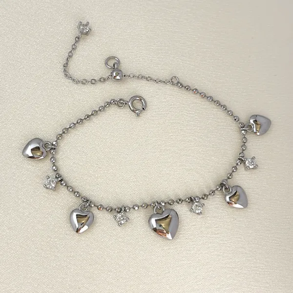 Adjustable CZ Love Heart Charm Bracelet for Women - Image 5