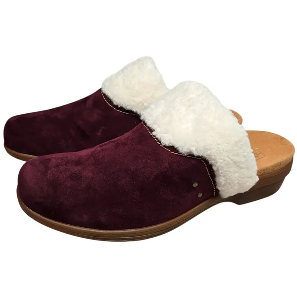 Waco Shoe Company Northridge Cozy Women's Burgundy Suede Shearling‎ Clogs 10B - Image 3