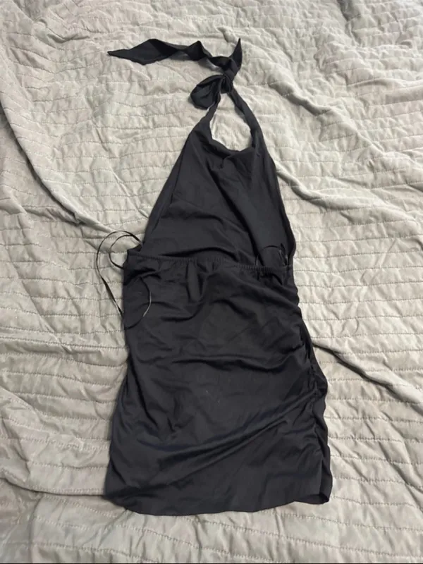 NWT Anthropologie black halter silky top xs - Image 2