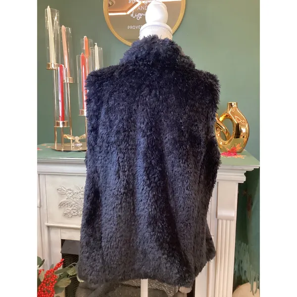 Calvin Klein‎ Womens Black Faux Fur Vest Size Large - Image 2