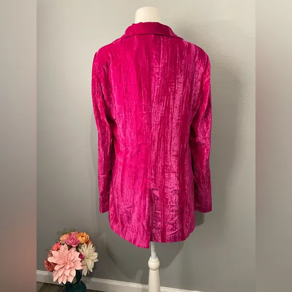 Nasty Gal Fuchsia Crushed Velvet Oversized Blazer - Pink - Image 6
