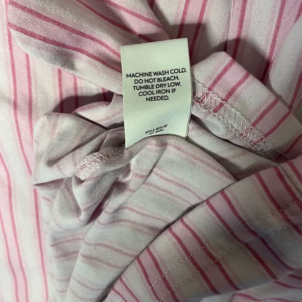 LAURA ASHLEY Pajamas Two Piece Short Sleeve Shorts Pink Stripe Size Medium - Image 8