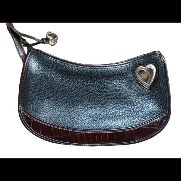 Brighton Pebble Leather Tortoise Shell Shoulder/Clutch Handbag Cut Outs Charm - Image 4