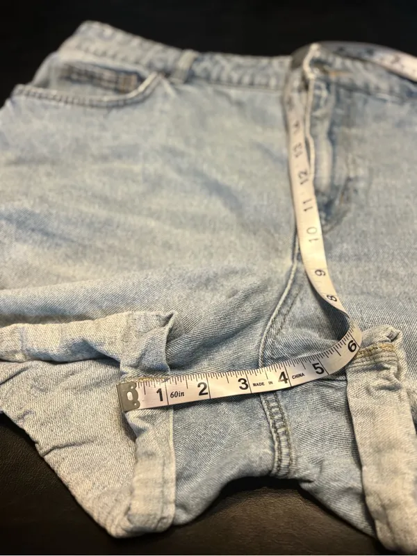 H&M Light Blue High-Rise Denim Jean Shorts size 14 - Image 9