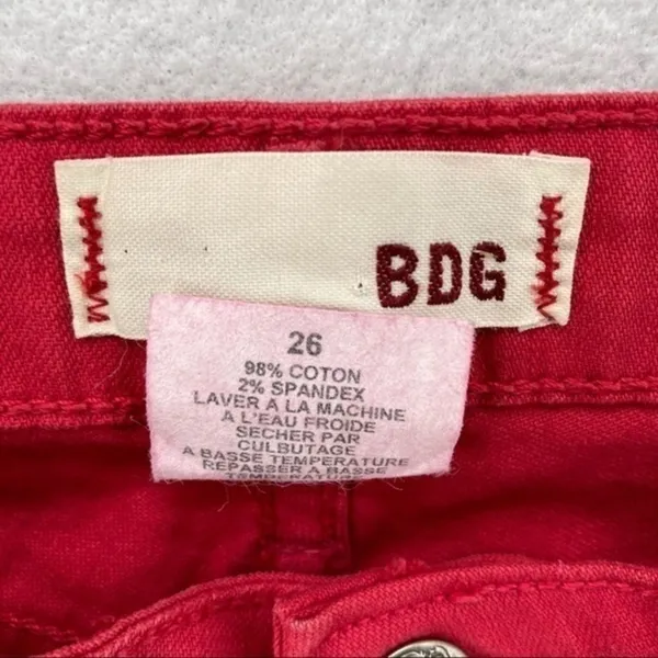 BDG‎ Pink Denim Stretch Cropped Skinny Jean Low Rise Size 26 - Image 4