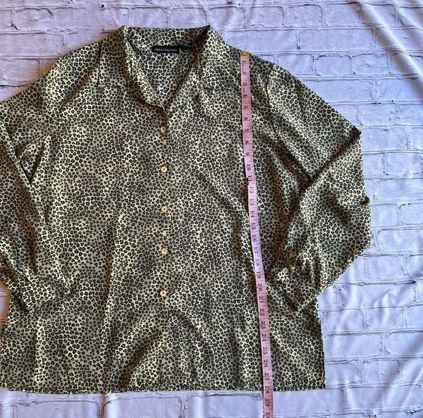 VINTAGE Y2K Leopard Print Silky Blouse Impressions XL - Image 4