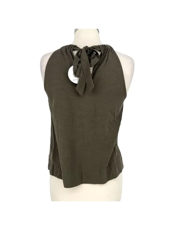 Anthem The Bianca Boho Top Linen Halter Style Tie Back Sage Green Size XS NWT - Image 6