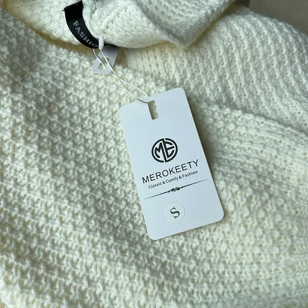 NWT Merokeety Long Cream Open Cardigan Sweater with puff sleeves, size S - Image 13