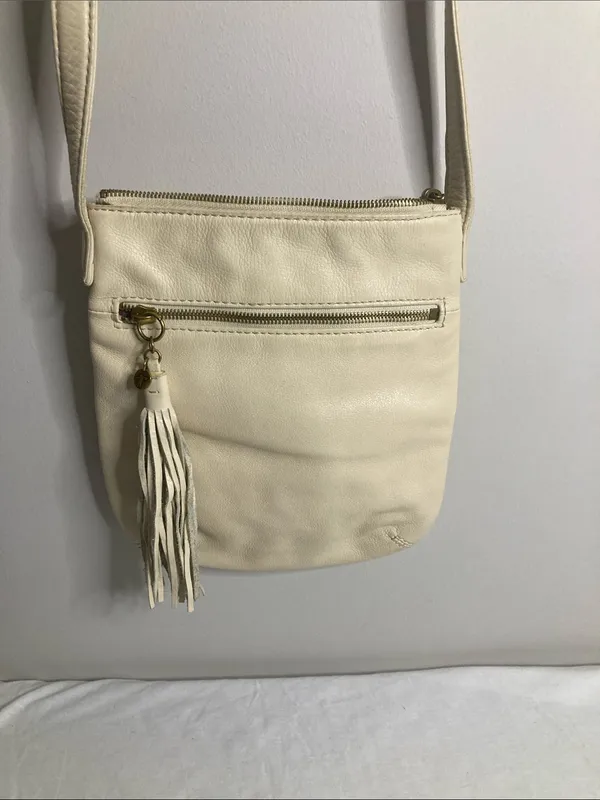 HOBO Off-White Leather Crossbody with Tassel Charm - Image 2