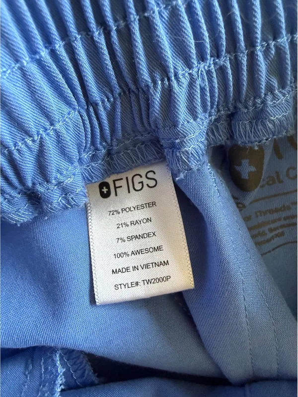 FIGS Technical Collection Light Blue Scrub Pants XXS - Image 4