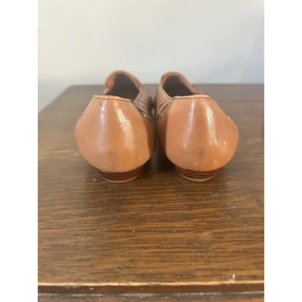 Vintage 90’s Women’s G Wiz Woven Leather Loafers Size 8.5 Old Money Brown Flats - Image 4