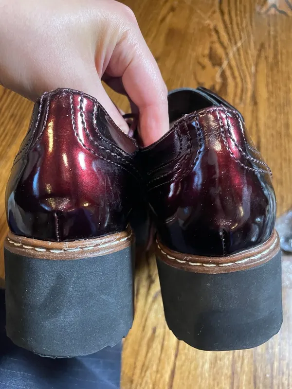 Carvela Kurt Geiger Burgundy Patent Leather Wingtip Platform Oxford Shoes - Image 7