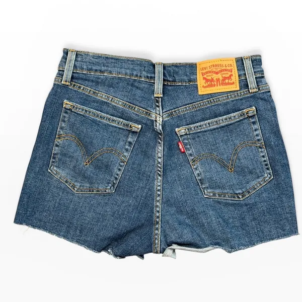 Levis High Rise Jean Shorts Size‎ 28 Distressed Cut Off Denim Micro Mini Bootie - Image 2