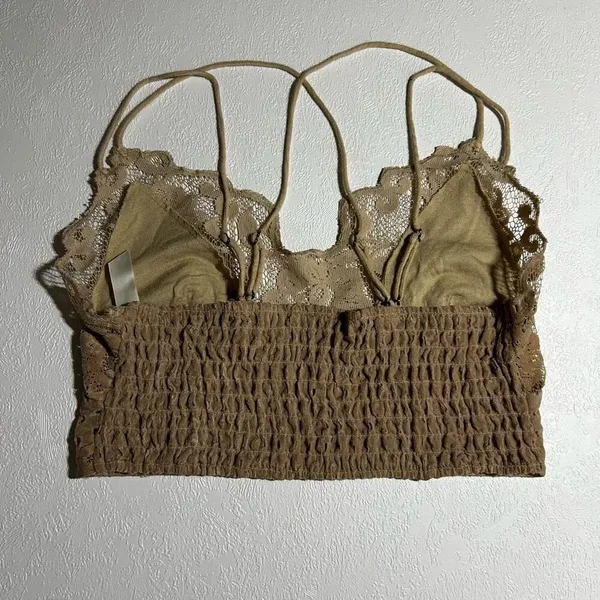 Tan Lace Bralette with Double Straps | Boho Style | Adjustable - Image 2