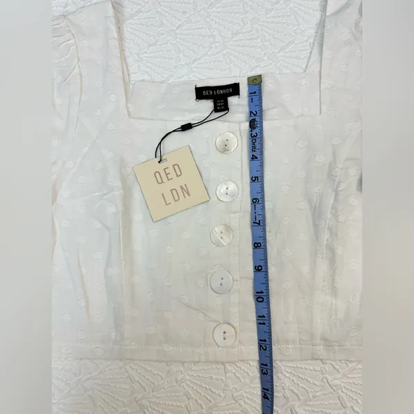 QED London White Cap Sleeve Cropped Blouse US 10 NWT - Image 6