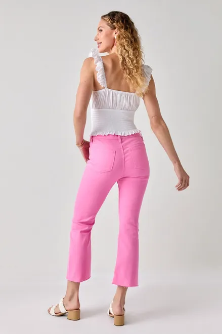 Francesca's Harper Heritage Pink Mid Rise Kick Crop Jeans - Image 2