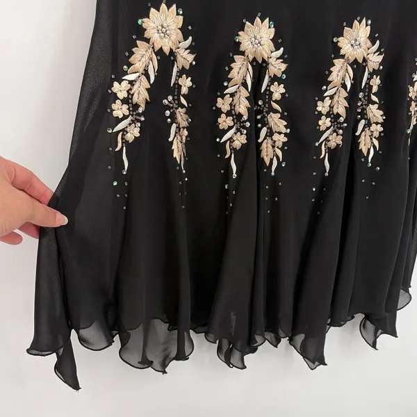 Y2K SL Fashions Hanky Hem Beaded Dress 14 Goth Prom Formal Embroider Whimsigoth - Image 6