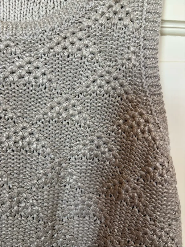 Anthropologie Sana Foil Tank Sz Medium Silver Knit Sweater Sleeveless Top Moth - Image 7