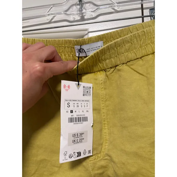 Zara Women's Olive Green High Rise Elastic Waist Shorts Size S NWT - Image 7